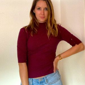 Free People Striped Mock Neck Sz. XS